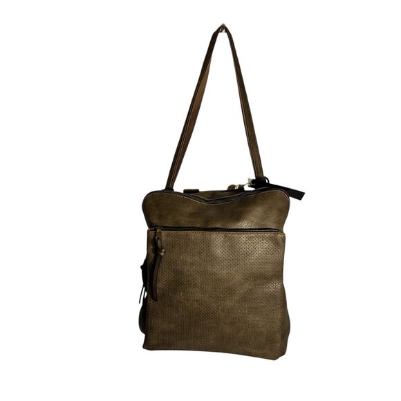Le Miel Olive Colored Large Purse W/Shoulder And Hand Straps. Gold Hardware NEW - Picture 5 of 16